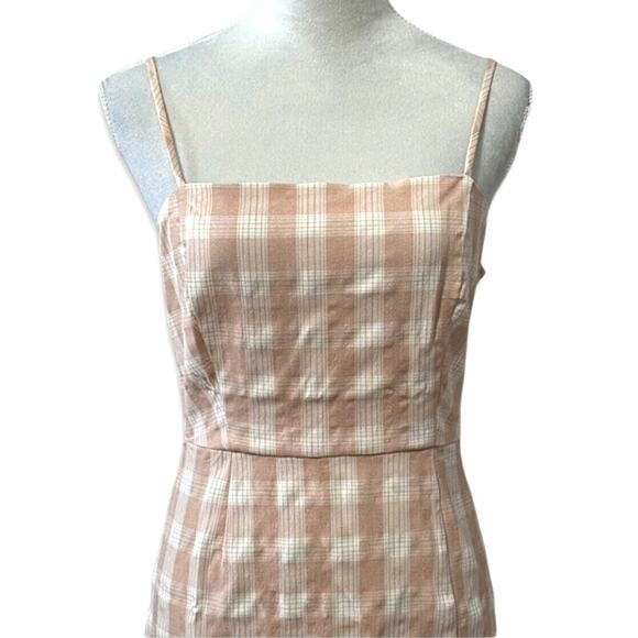 BP. Sundress Square Neckline Mini Adjustable Spaghetti Strap Plaid Pink W M NWOT - Picture 2 of 7